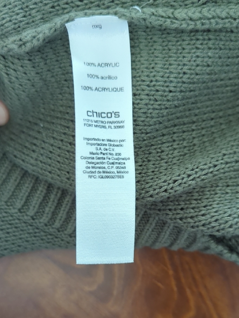 Sleeveless V-Neck Knit Tunic in Olive Green Size 2 Chico's - Picture 8 of 8